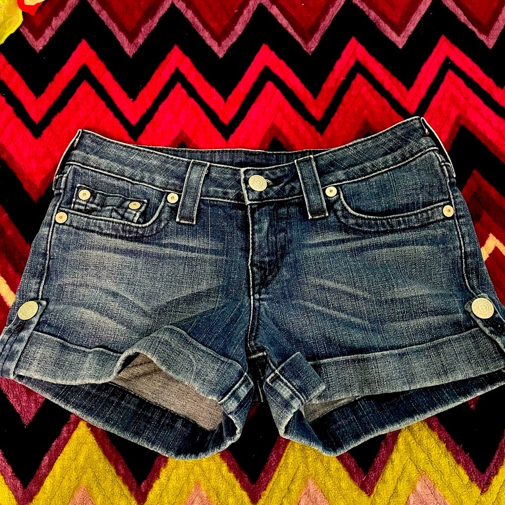 True Religion Denim cuff button shorts